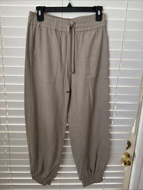 Zara Women's Drawstring Jogger Pants in Taupe